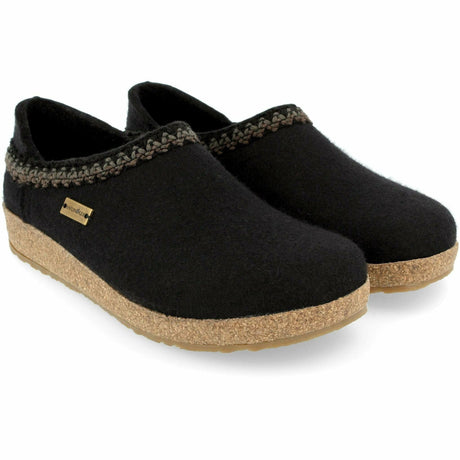 Haflinger Womens GZH Zig Zag Wool Clogs  -  36 / Black