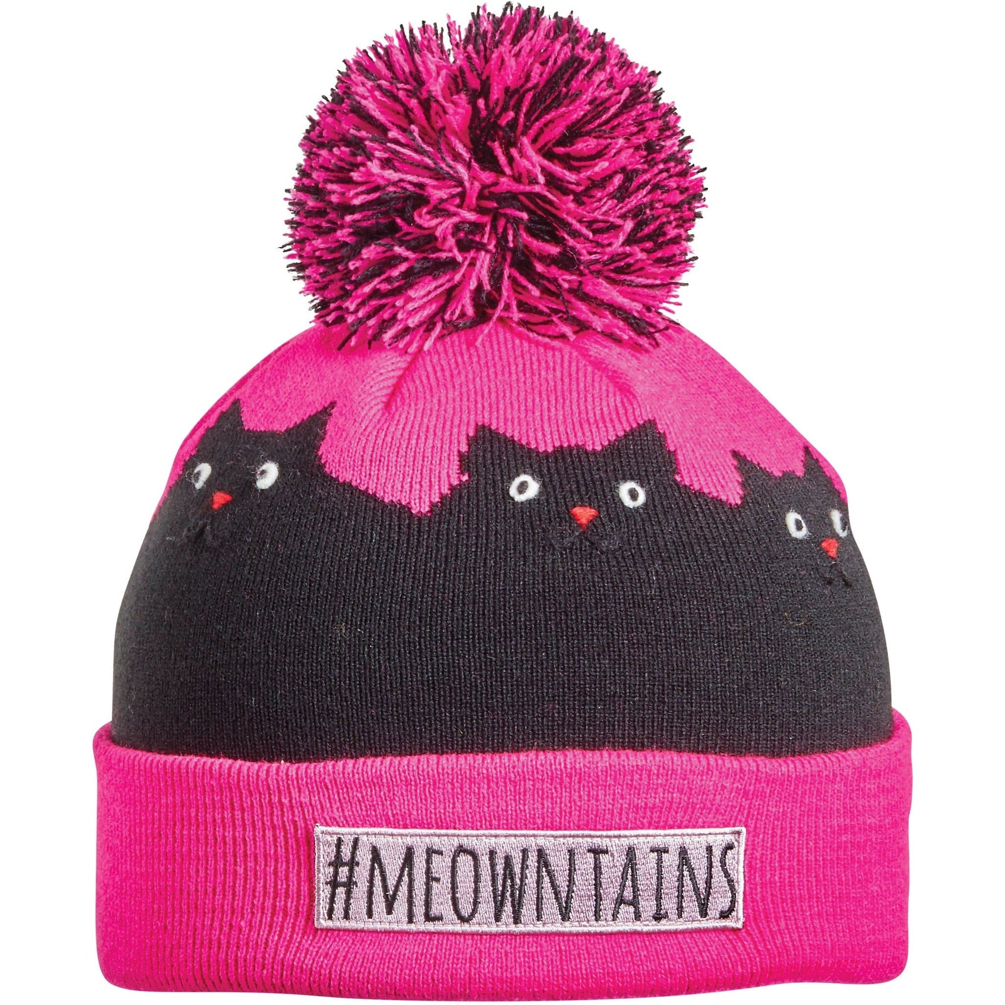 Turtle Fur Kids #Meowntains Pom Beanie  -  One Size Fits Most / Hottie Pink