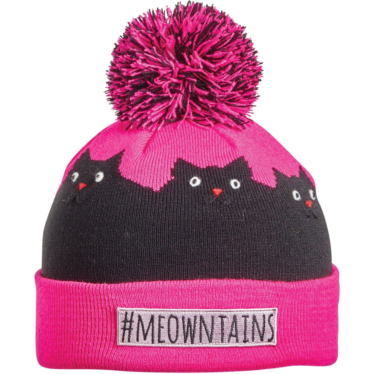 Turtle Fur Kids #Meowntains Pom Beanie  -  One Size Fits Most / Hottie Pink
