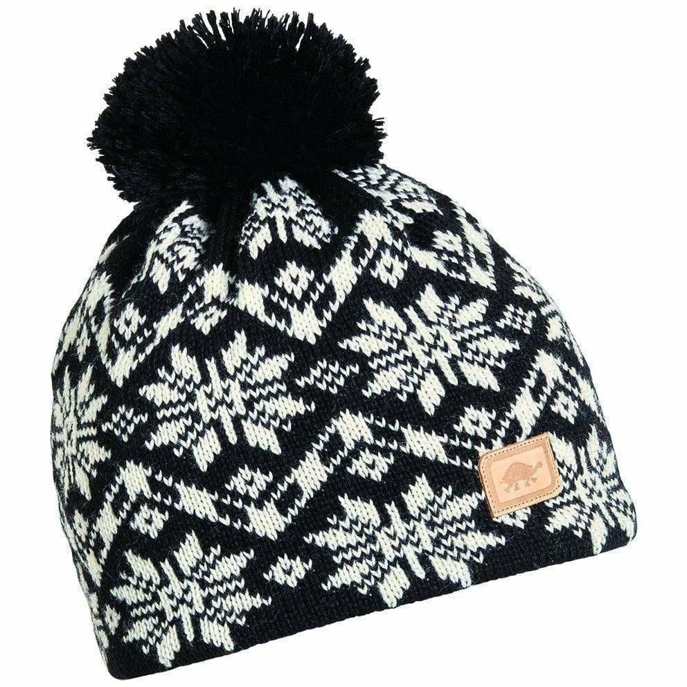 Turtle Fur Criss Cross Pom Beanie  -  One Size Fits Most / Black