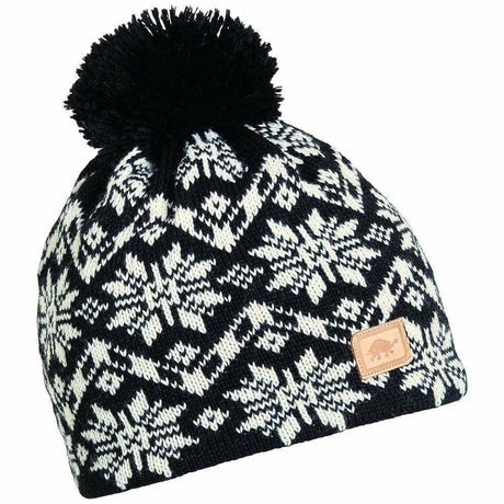 Turtle Fur Criss Cross Pom Beanie  -  One Size Fits Most / Black