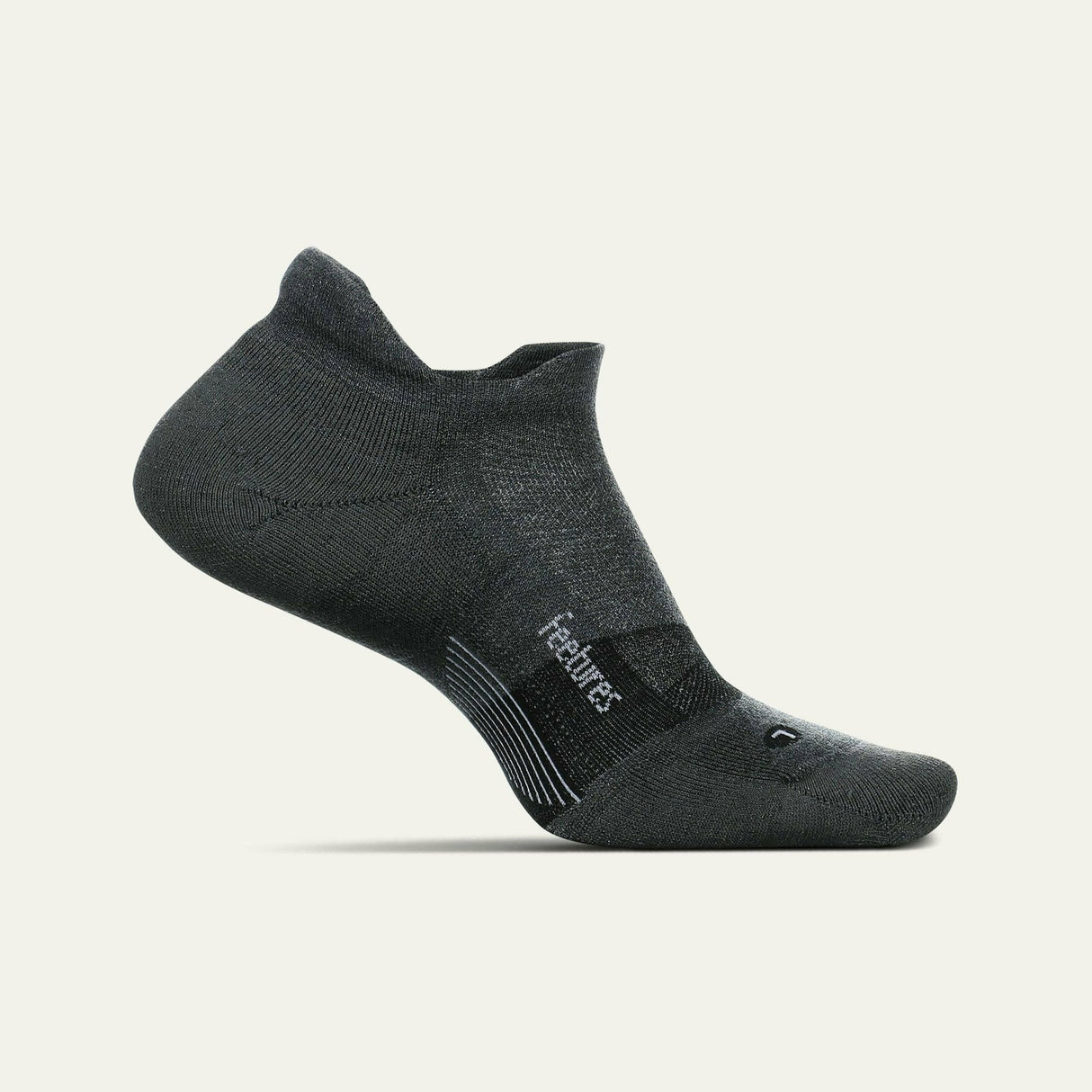 Feetures Merino 10 Cushion No Show Tab Socks  -  Small / Gray