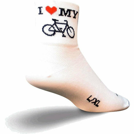 SockGuy Heart My Bike Classic 3 Inch Crew Socks  -  Small/Medium