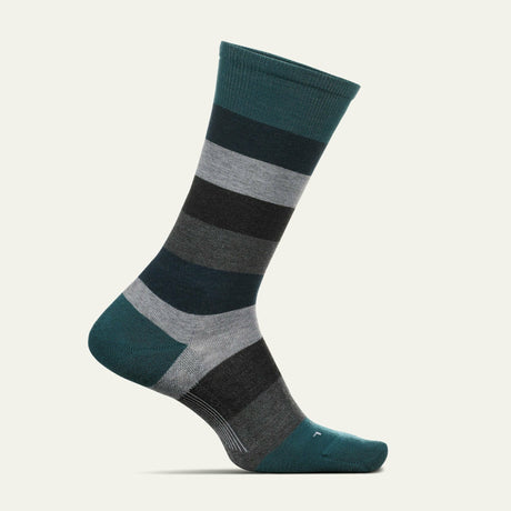 Feetures Mens Everyday Primary Stripe Cushion Crew Socks  -  Medium / Deep Ocean