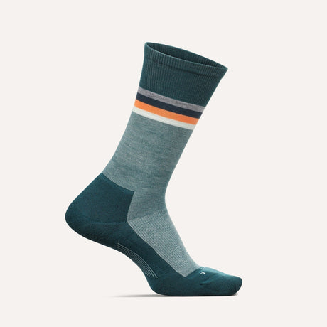 Feetures Mens Everyday Tailored Stripe Cushion Crew Socks  -  Medium / Verde