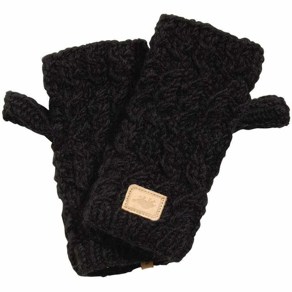 Turtle Fur Mika Wool Fingerless Mittens  -  One Size Fits Most / Black