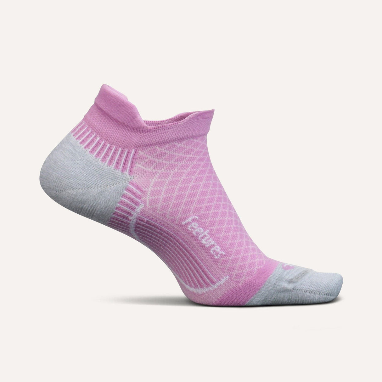 Feetures Plantar Fasciitis Relief Light Cushion No Show Socks  -  Small / Push Thru Pink