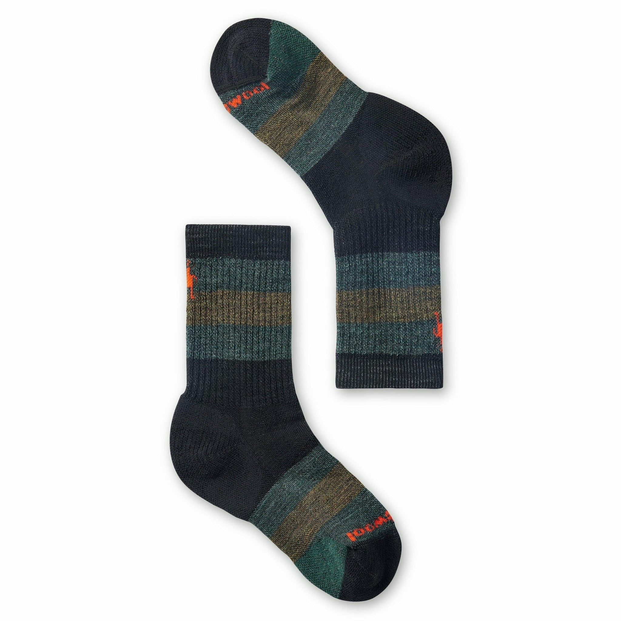 Smartwool Kids Hike Full Cushion Striped Crew Socks - Clearance  -  Small / Black/Military Olive