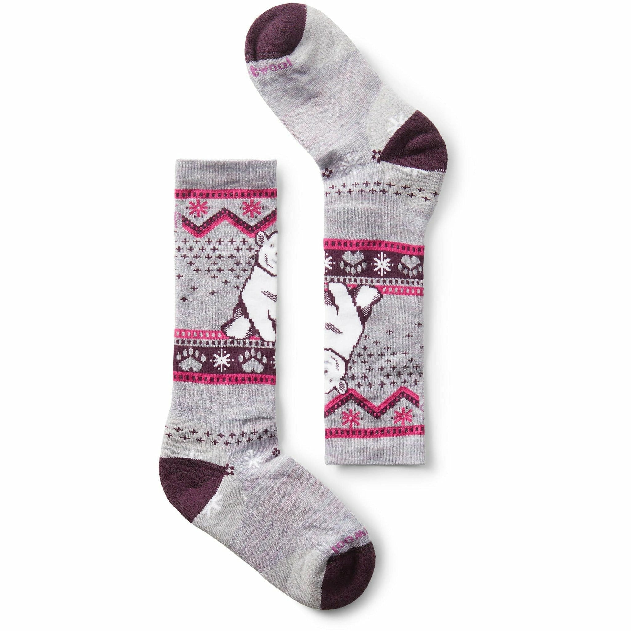 Smartwool Kids Wintersport Full Cushion Polar Bear Pattern Over-the-Calf Socks  -  X-Small / Purple Eclipse