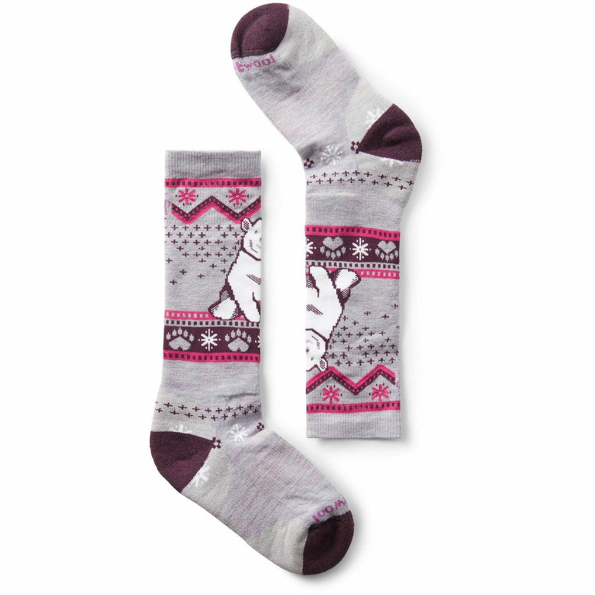 Smartwool Kids Wintersport Full Cushion Polar Bear Pattern Over-the-Calf Socks  -  X-Small / Purple Eclipse