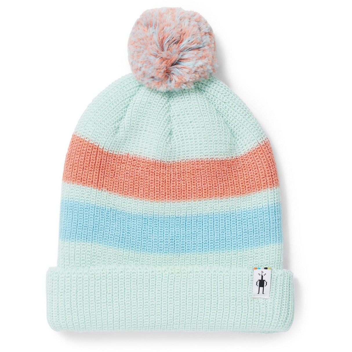Smartwool Kids Stripe Pom Beanie - Clearance  -  Small/Medium / Bleached Aqua