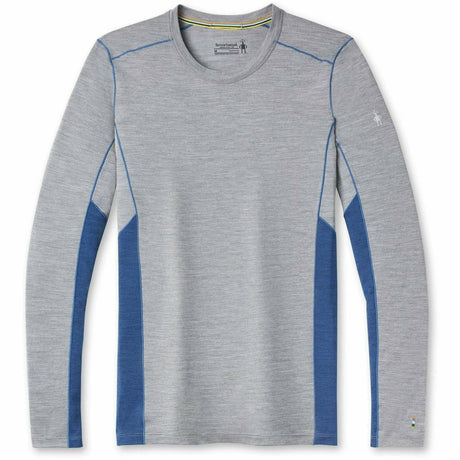 Smartwool Mens Merino Sport Long-Sleeve Crew - Clearance  -  Small / Light Gray Heather/Dark Denim