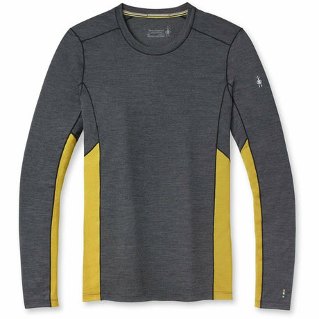 Smartwool Mens Merino Sport Long-Sleeve Crew - Clearance  -  Small / Charcoal Heather/Golden Olive