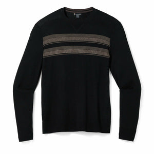 Smartwool Mens Sparwood Stripe Crew Sweater  -  Large / Black/Flint Heather