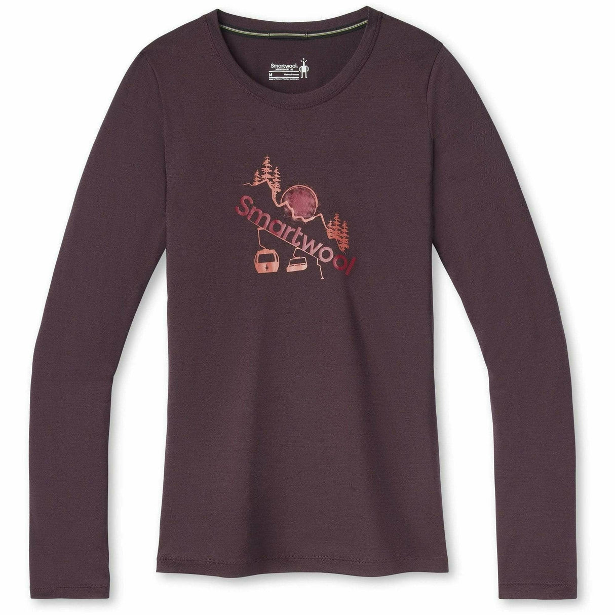 Smartwool Womens Merino Sport 150 Chair Lift Long-Sleeve Graphic Tee - Clearance  -  Small / Woodsmoke