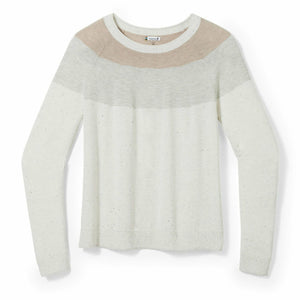 Smartwool Womens Edgewood Colorblock Crew Sweater  -  X-Small / Natural Donegal