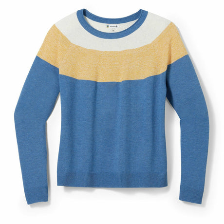 Smartwool Womens Edgewood Colorblock Crew Sweater - Clearance  -  Small / Blue Horizon Heather
