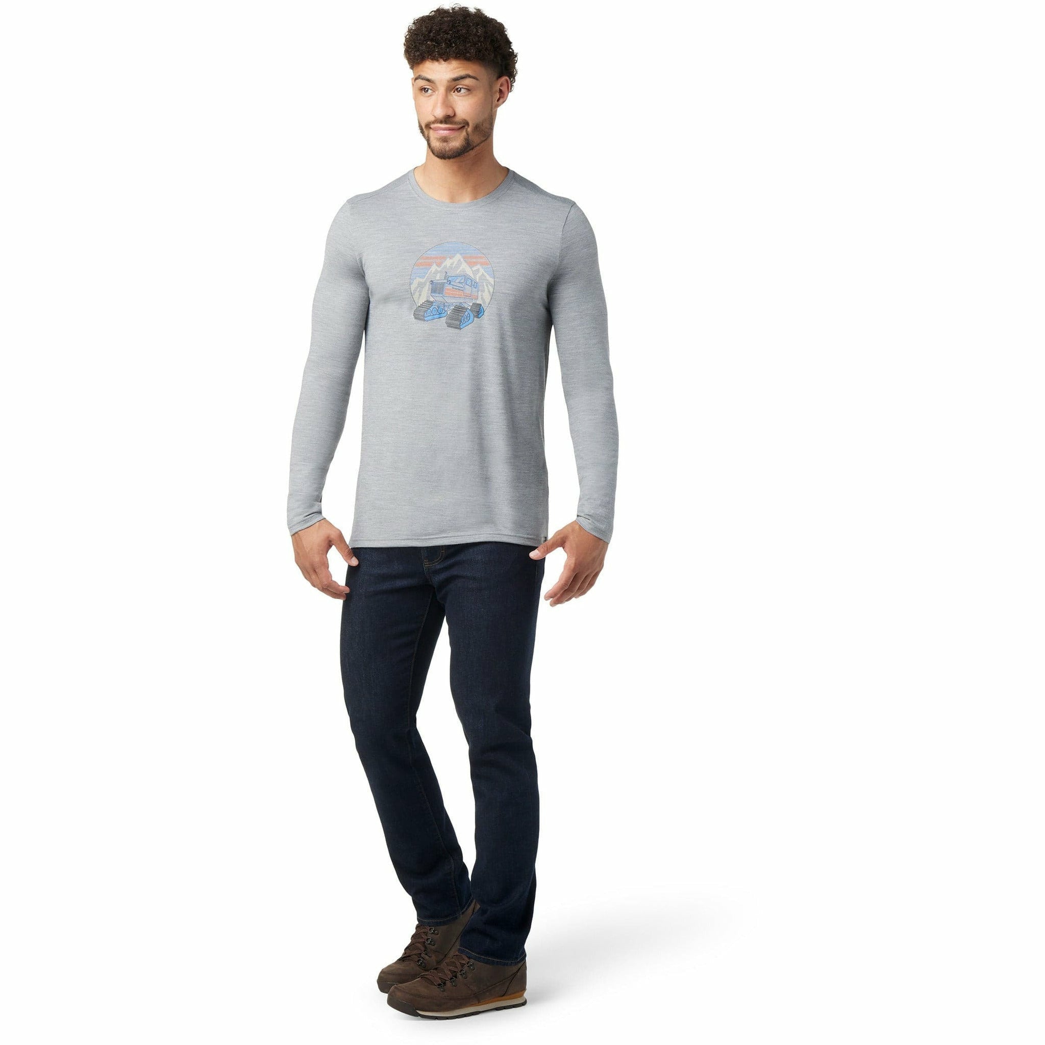 Smartwool Mens Snowcat Trek Long-Sleeve Graphic Tee - Clearance  -  X-Large / Light Gray Heather