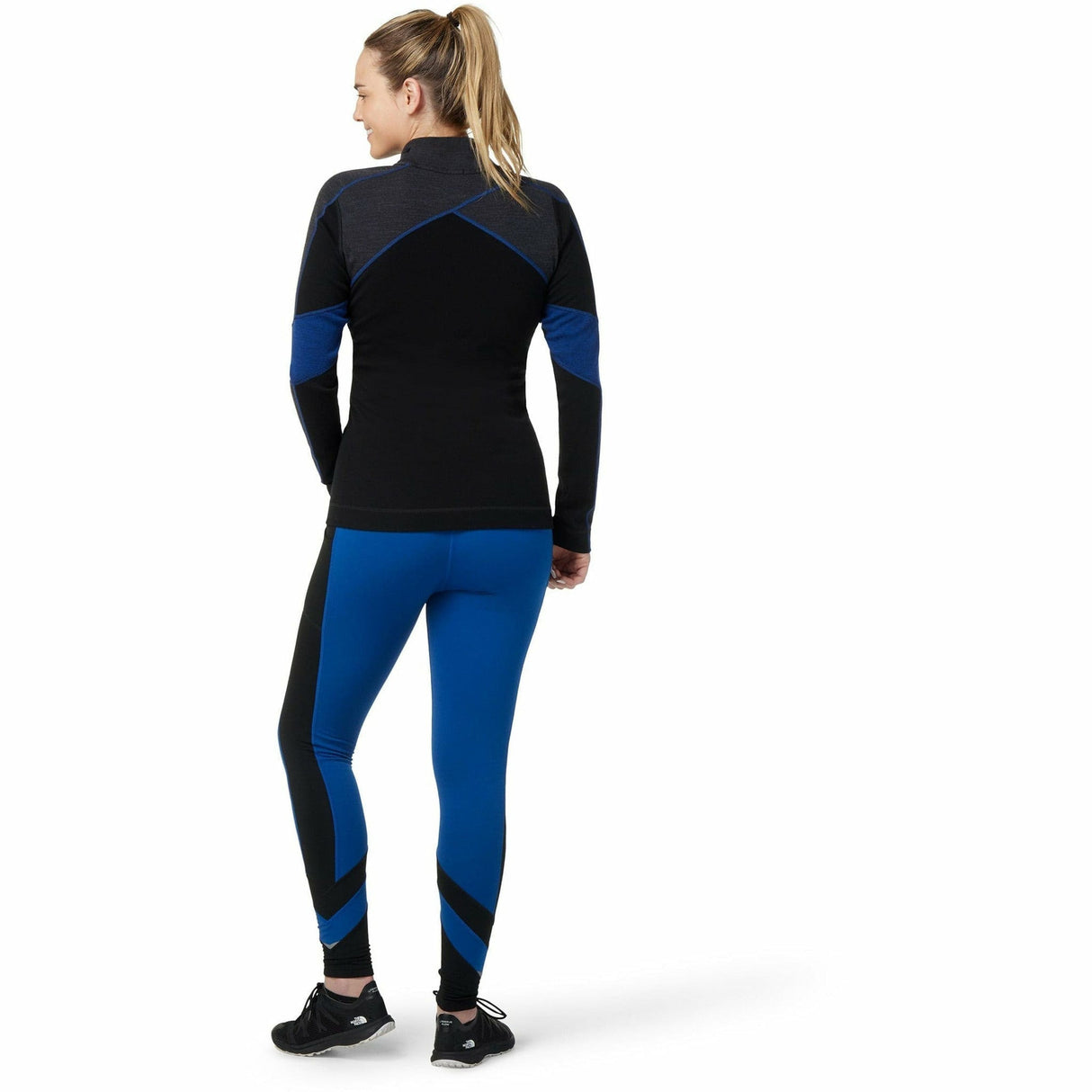 Smartwool Womens Classic Thermal Merino Base Layer Colorblock 1/4 Zip - Clearance  -  X-Small / Black