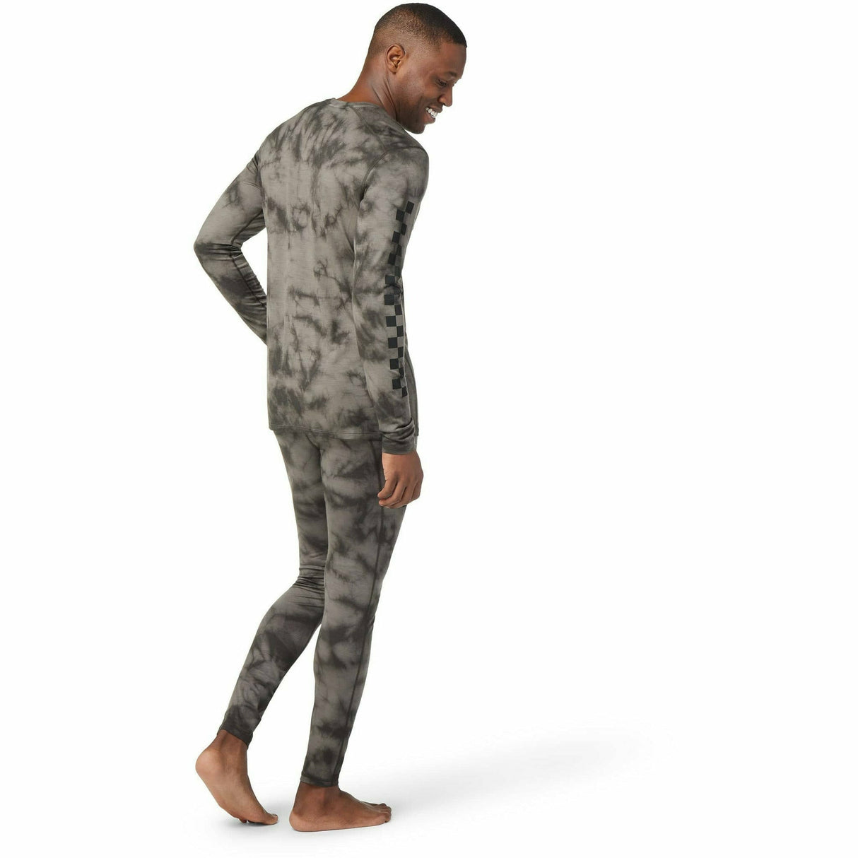 Smartwool Mens Classic All-Season Merino Base Layer VANS Long-Sleeve Crew - Clearance  -  Small / Black Marble Wash