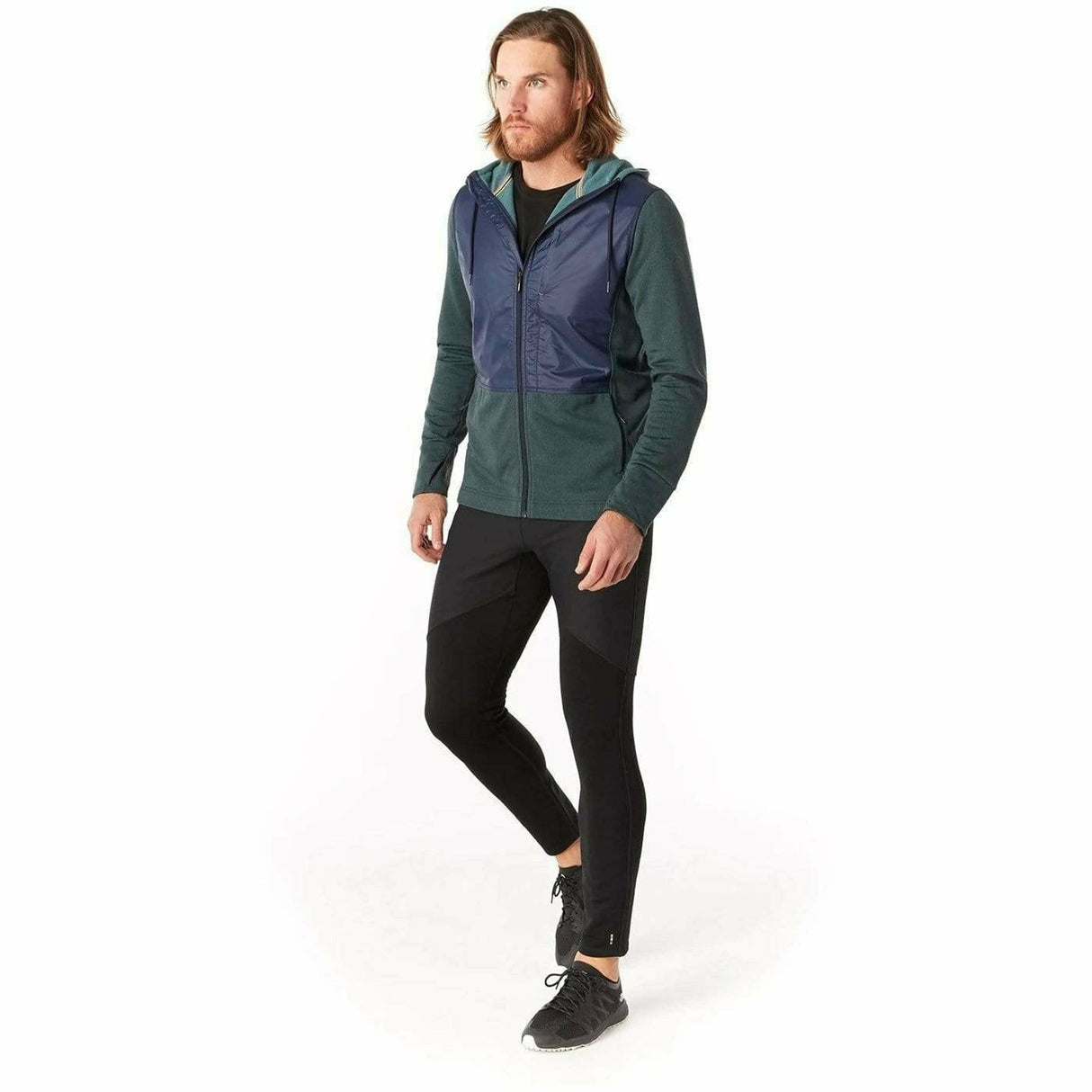 Smartwool Mens Merino Sport Fleece Full-Zip Hybrid Hoodie - Clearance  -  Small / Pine Gray Heather