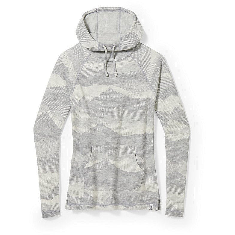 Smartwool Womens Thermal Merino Drape Neck Hoodie - Clearance  -  X-Small / Light Gray Mountain Scape