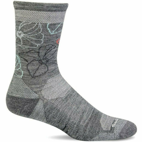 Sockwell Womens Petal Power Moderate Compression Crew Socks  -  Small/Medium / Gray