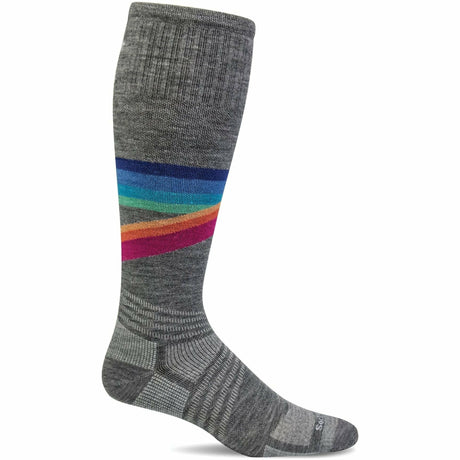 Sockwell Womens Rainbow Racer Ultra Light Moderate Compression Knee High Socks  -  Small/Medium / Gray
