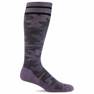 Sockwell Womens Camo Twill Moderate Compression Knee-High Socks  -  Small/Medium / Plum