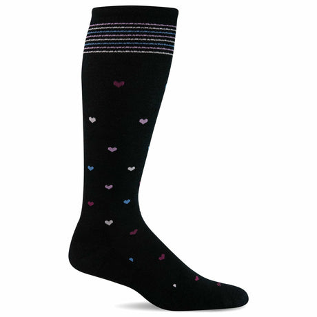 Sockwell Womens Full Heart Wide Calf Fit Moderate Compression Socks  -  Small/Medium / Black