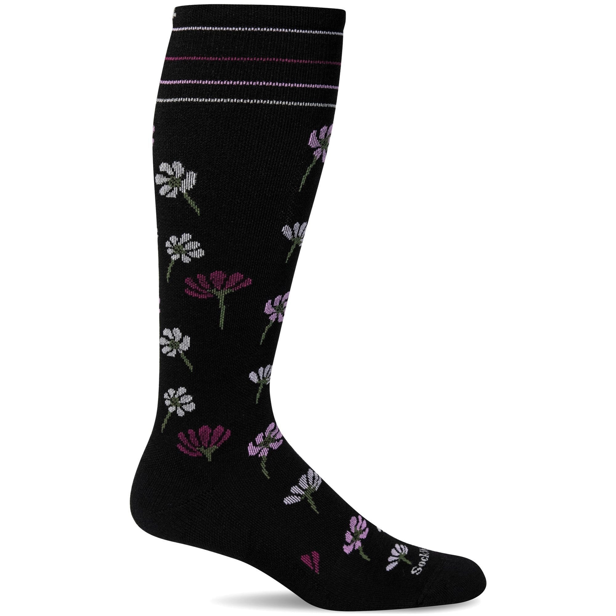 Sockwell Womens Field Flower Moderate Compression Socks  -  Small/Medium / Black