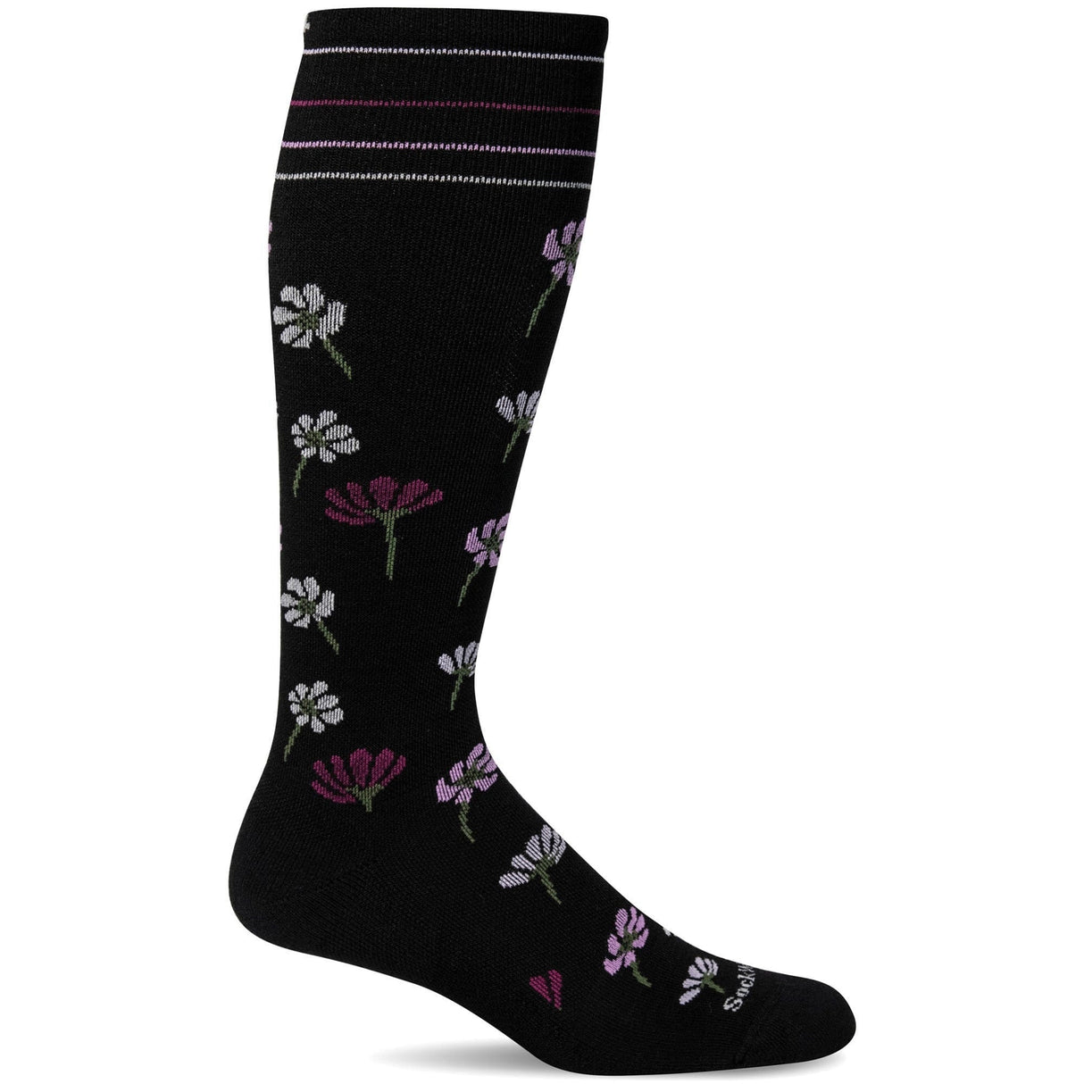 Sockwell Womens Field Flower Moderate Compression Socks  -  Small/Medium / Black