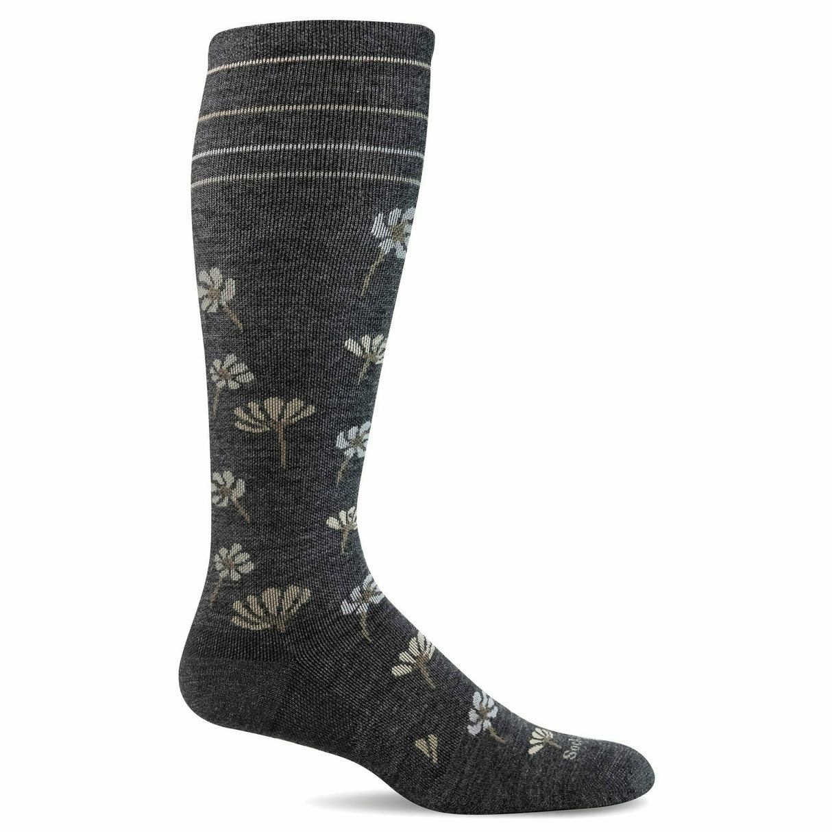 Sockwell Womens Field Flower Moderate Compression Socks  -  Small/Medium / Charcoal