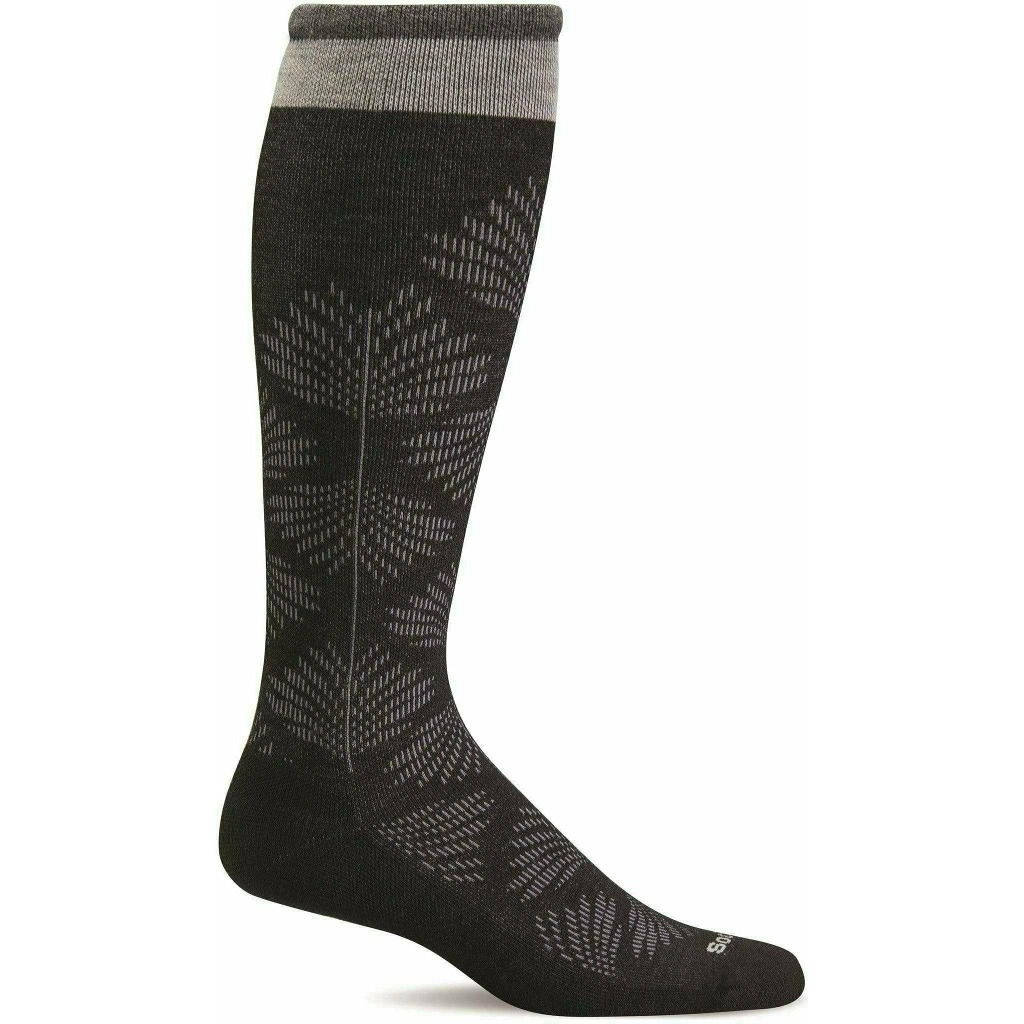 Sockwell Womens Full Floral Wide Calf Fit Moderate Compression Socks  -  Small/Medium / Black