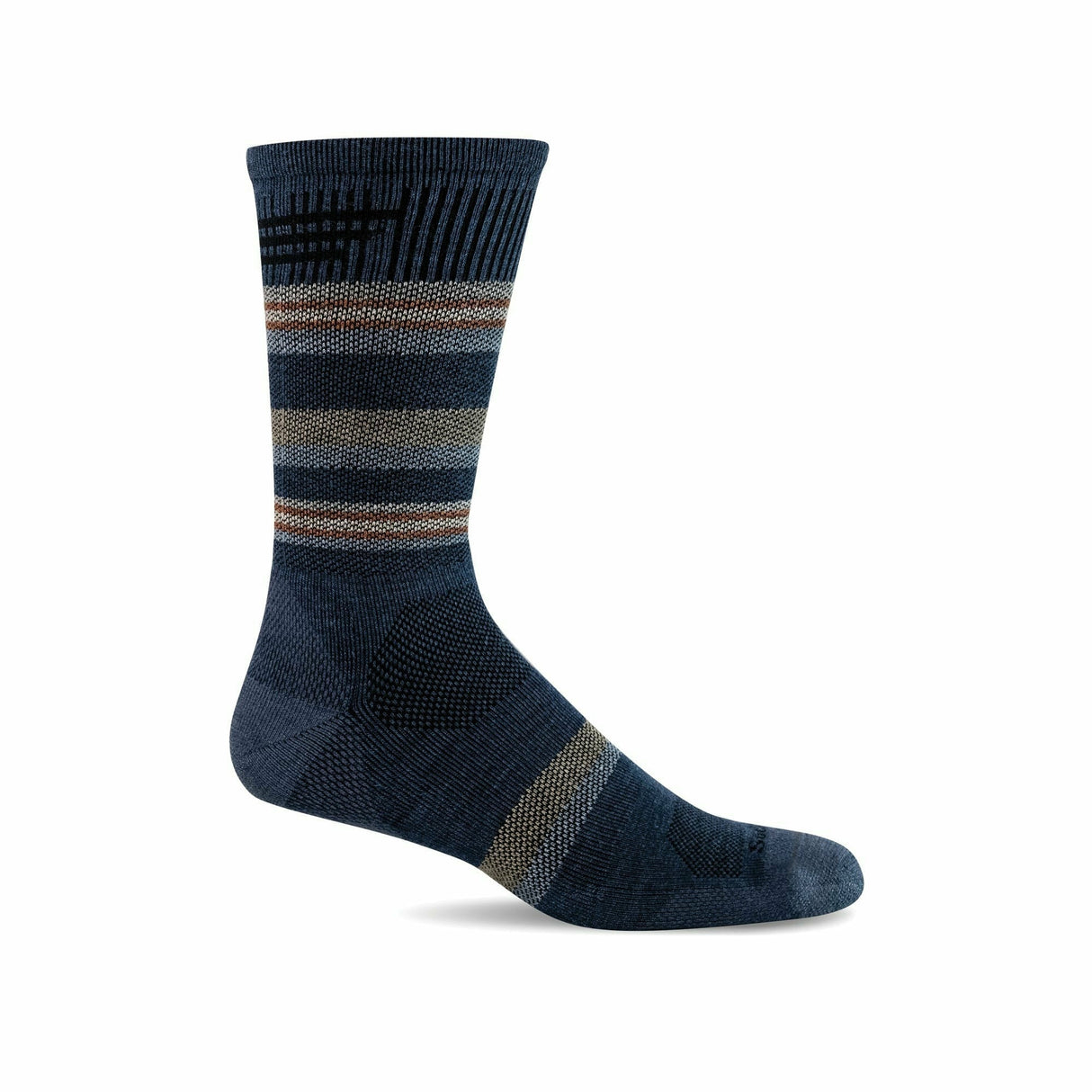 Sockwell Mens Parks Twill Moderate Compression Crew Socks  -  Medium/Large / Denim