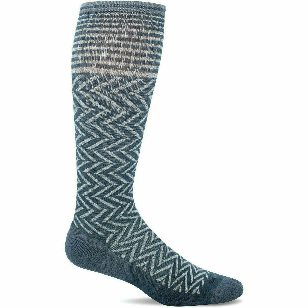 Sockwell Womens Chevron Moderate Compression Knee-High Socks  -  Small/Medium / Denim Sparkle