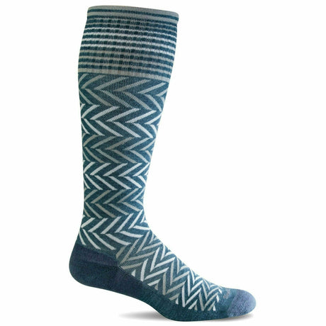 Sockwell Womens Chevron Moderate Compression Knee-High Socks  -  Medium/Large / Blue Ridge