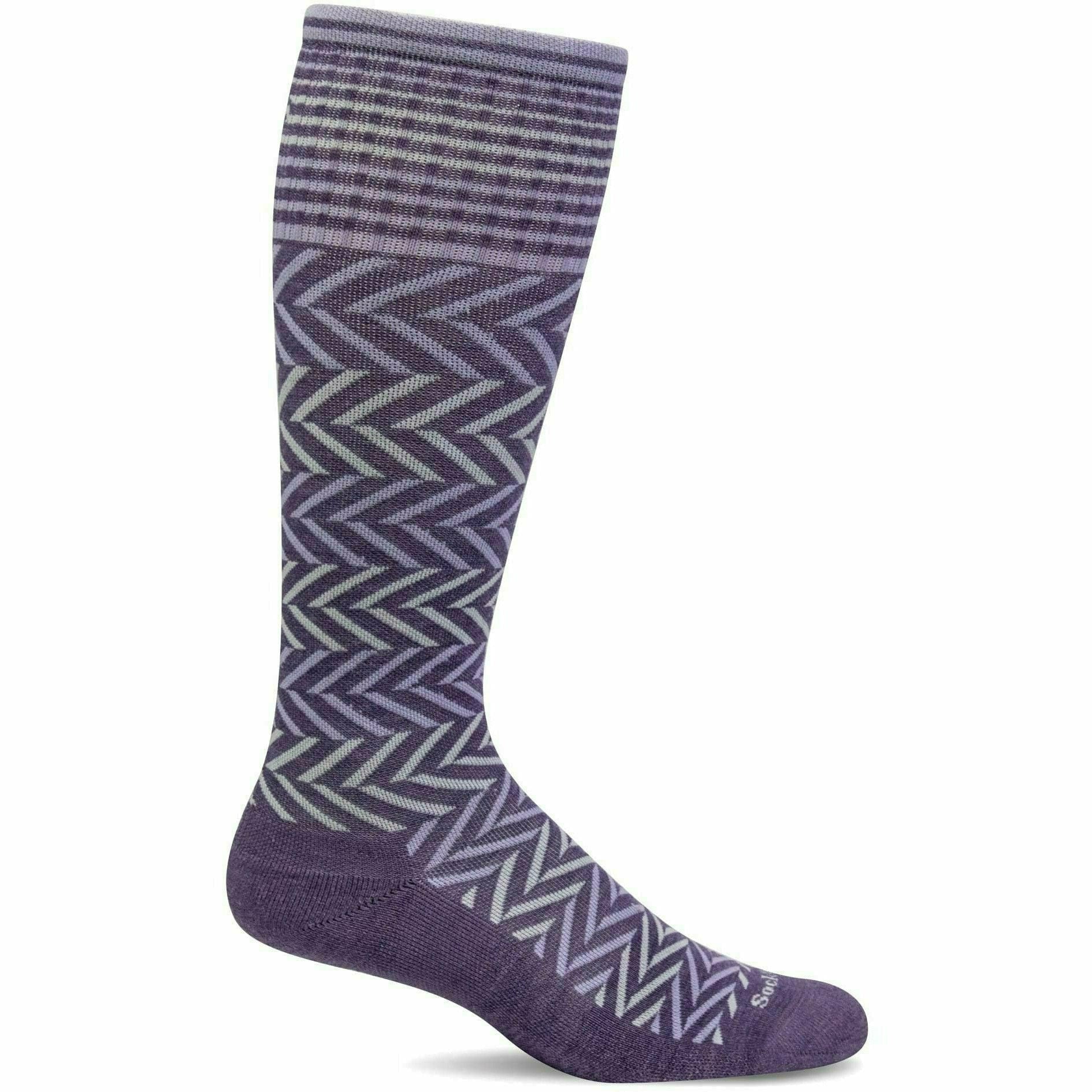 Sockwell Womens Chevron Moderate Compression Socks  -  Small/Medium / Plum
