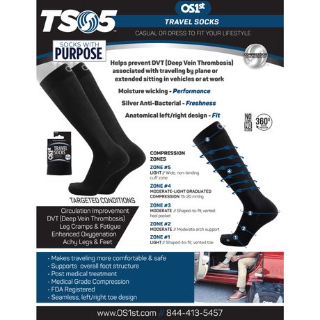 OS1st Travel Compression Over-the-Calf Socks  -