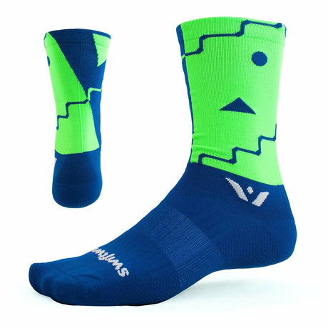 Swiftwick Vision Six Abstract Crew Socks  -  X-Large / Blue