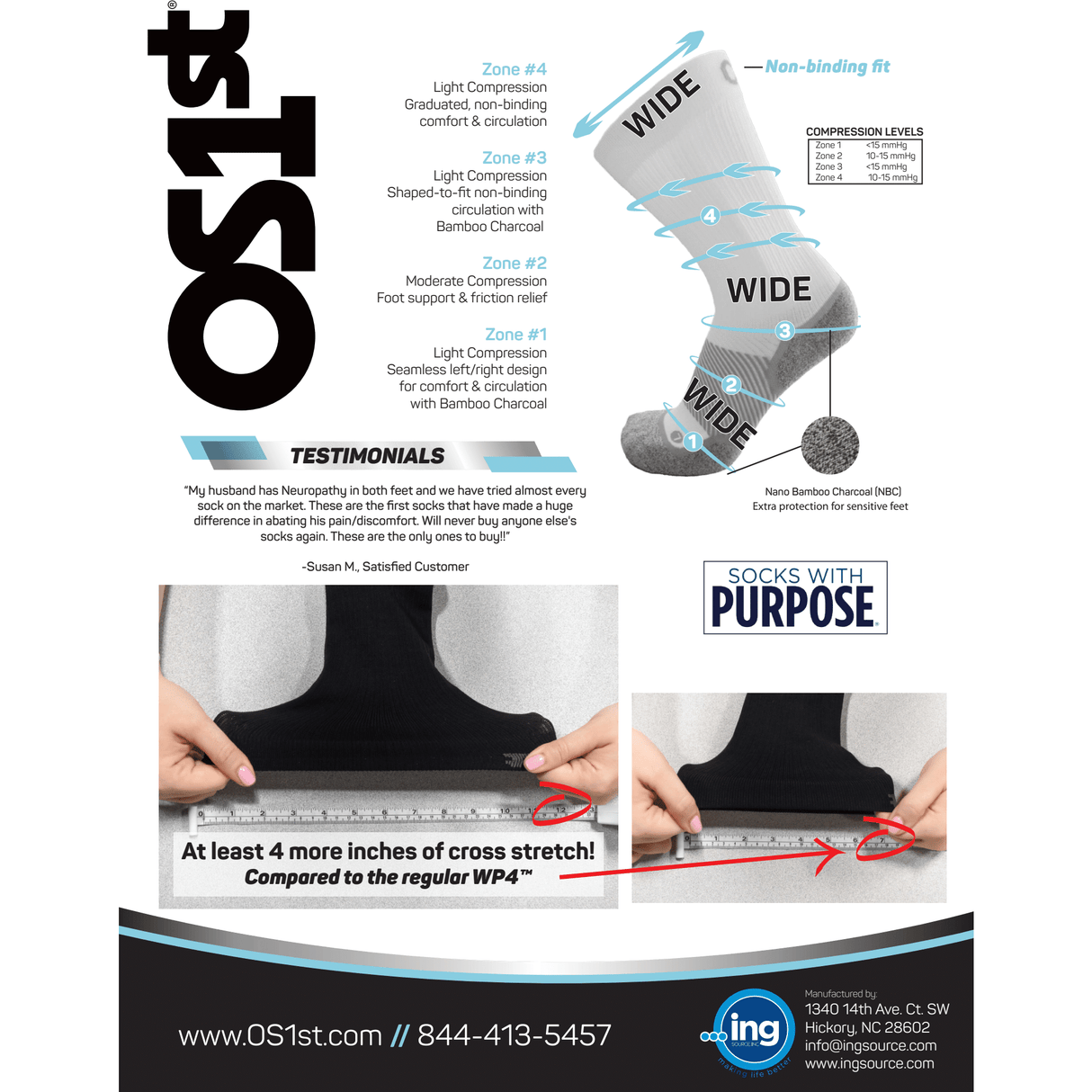 OS1st Wide Wellness Performance Crew Socks  -