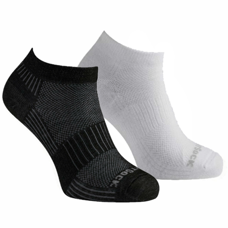 Wrightsock Double-Layer Coolmesh II Lightweight Lo Socks  -  X-Large / Black/White / 2-Pair Pack