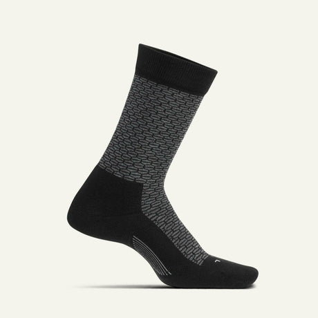 Feetures Womens Everyday Hex Tex Cushion Crew Socks  -  Small / Black