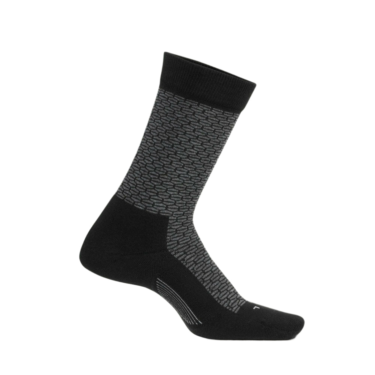 Feetures Womens Everyday Hex Tex Cushion Crew Socks  -  Large / Black
