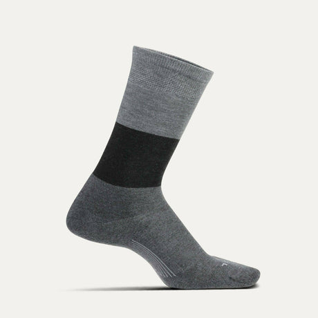 Feetures Womens Everyday Mod Block Cushion Crew Socks  -  Small / Charcoal