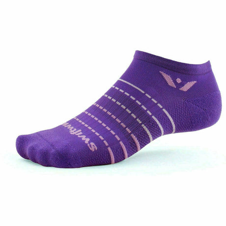 Swiftwick Aspire Zero Stripe No Show Socks  -  Medium / Purple Pink