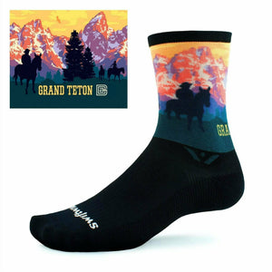 Swiftwick Vision Six Impression National Parks Collection Crew Socks  -  Small / Grand Teton