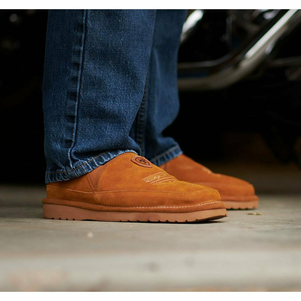 Ariat Mens Lasso Square Toe Slippers  -  14 / Chestnut