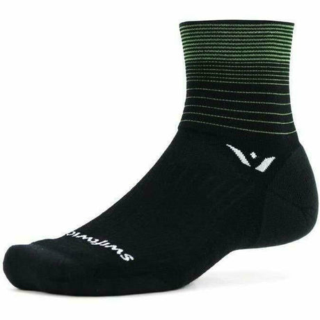 Swiftwick Pursuit Four Medium Stripe Socks  -  X-Small / Green Stripe