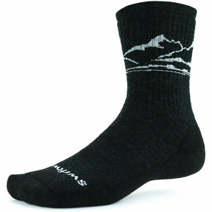Swiftwick Pursuit Six Medium Hike Socks  -  Small / Charcoal Mountain